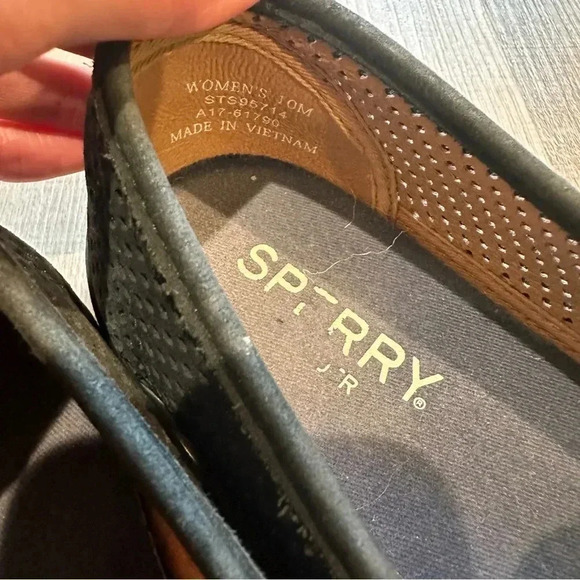 Sperry TopSider Seaside Perf Slip On Shoe Size 10 Black GUC - Picture 6 of 7